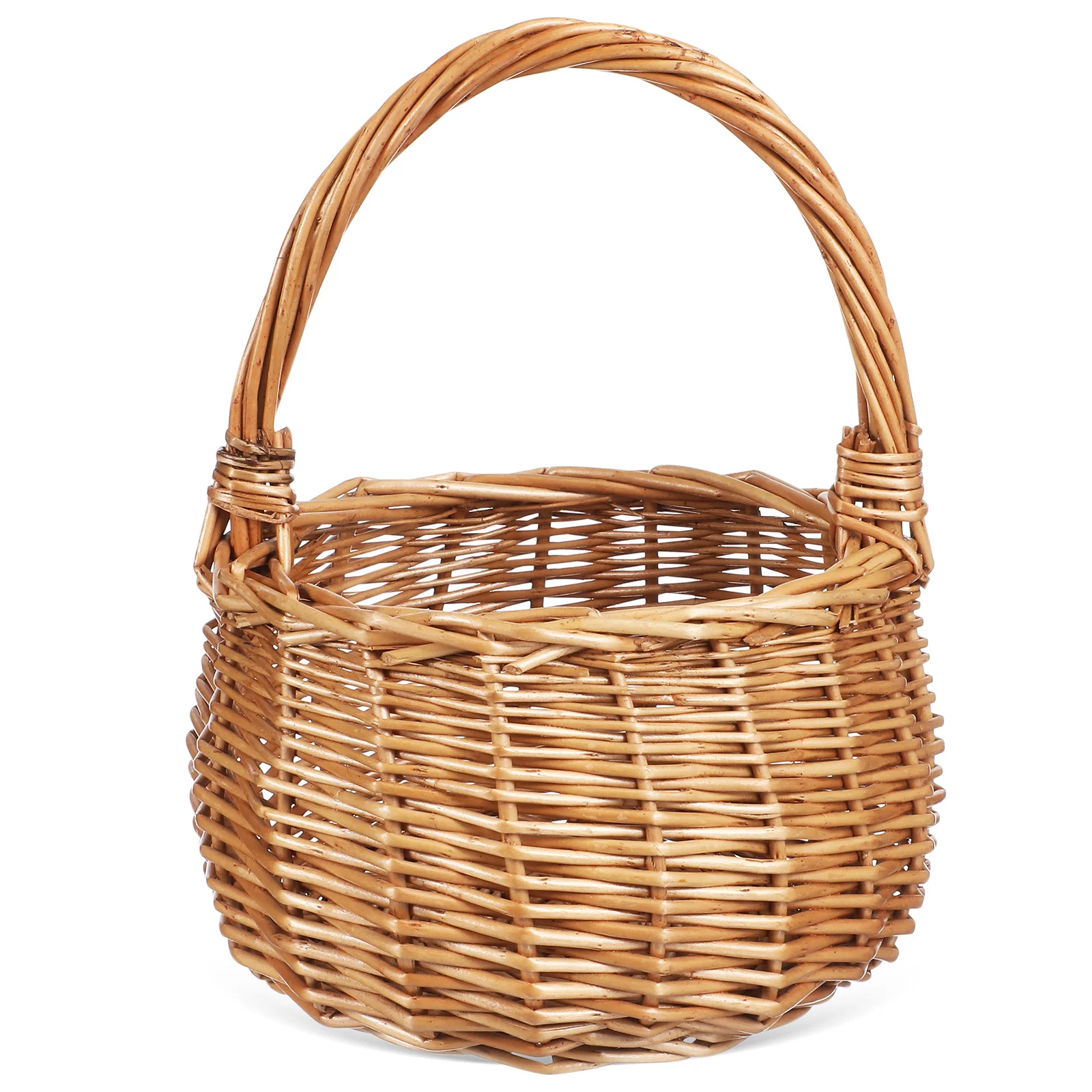 

Wicker Wedding Flower Basket Handwoven Rustic Bridal Basket Handle For Petals Centerpiece Decor Storage Vegetable Fruit Garden