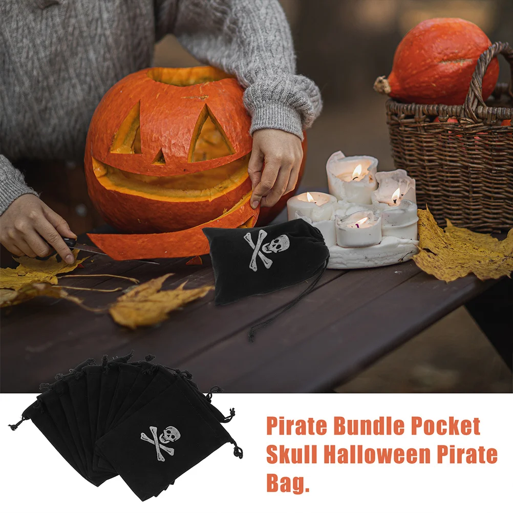 20 Pcs Pirate Drawstring Bag Halloween Prop Candy Bags Small Sturdy Delicate Gift Container