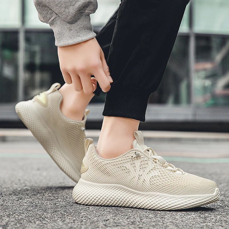 Sapatos esportivos masculinos clássicos legais de cano baixo elegantes respiráveis tênis de corrida casuais de tamanho grande