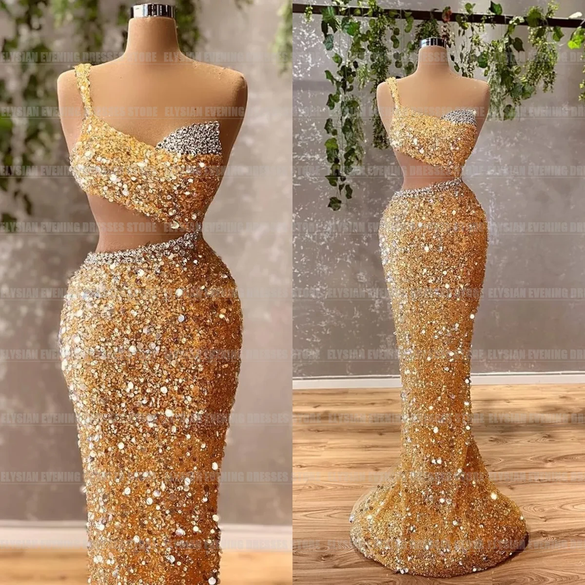 Sexy Hollow Crystal Strapless Evening Dresses For Woman Mermaid Fashion Exquisite Sleeveless Formal Elegant Party Prom Gowns