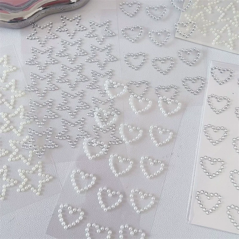 Beautiful Shiny Crystal Rhinestones Pearl Star 3D Stickers Scrapbook Phone Case DIY Decorations Dance Show Makeup Face Stickers