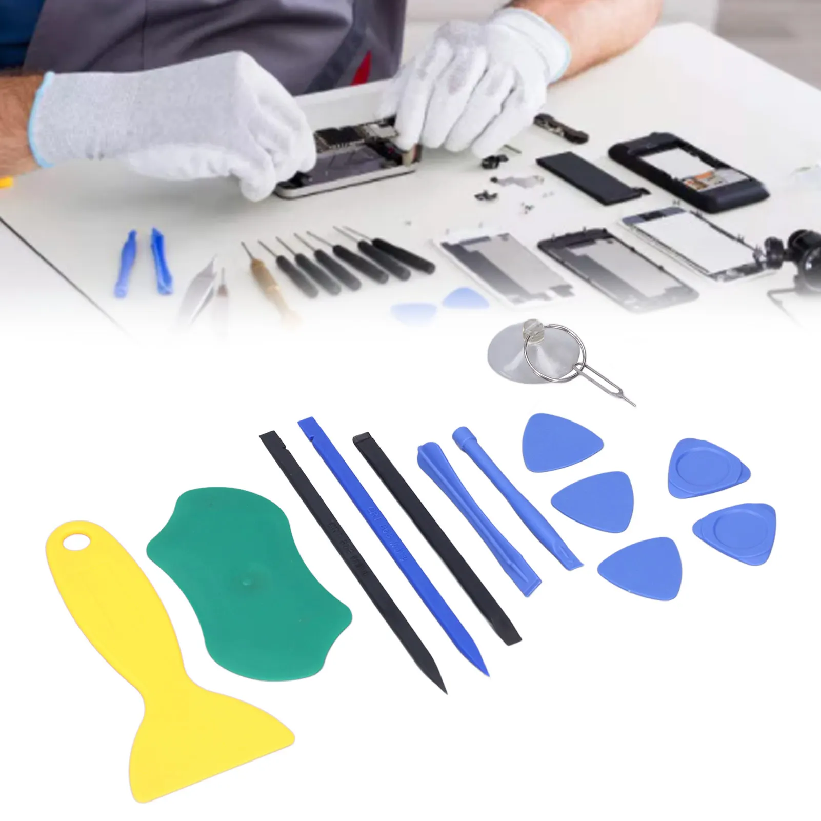 Electronics Repair Tool Electronics Repair Tool PVC Plastic Spudger Opening Prying Bar Triangular Sheet Suction Cup Kit