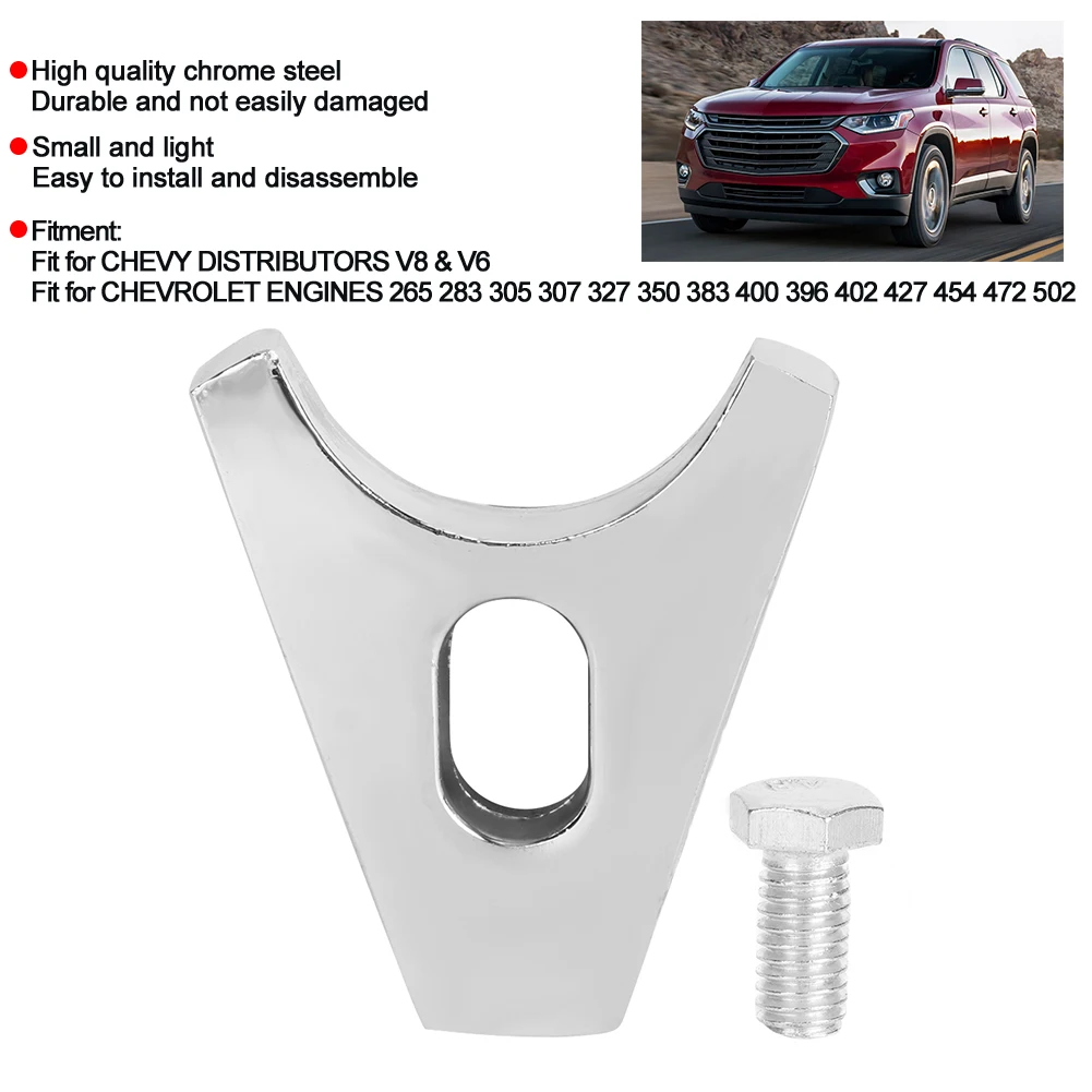 

SBC SBC BBC Distributor Hold Down Clamp Chrome Steel Prevents Timing Drift OEM Fit for Small Block Chevy V8 V6