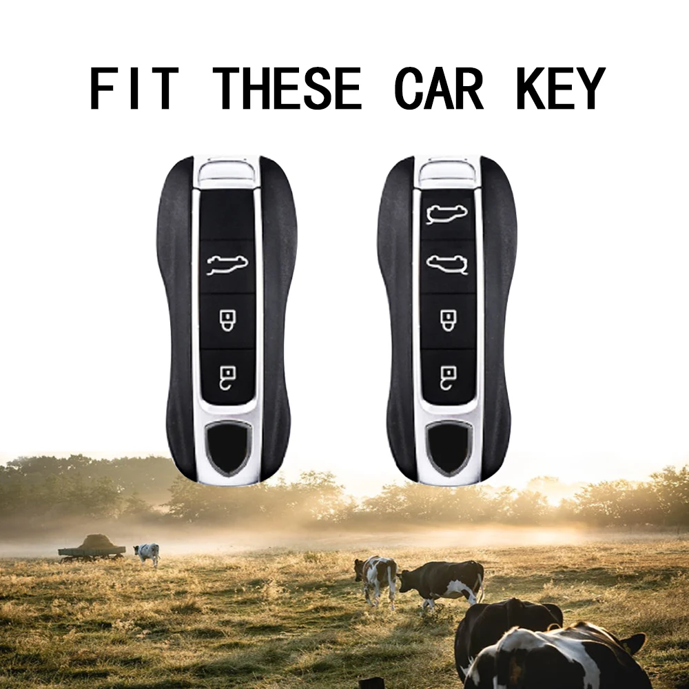 Leather Car Key Case Fob Covers Set Shell for Porsche Panamera Spyder Carrera Macan Boxster Cayman Cayenne 911 970 981 991
