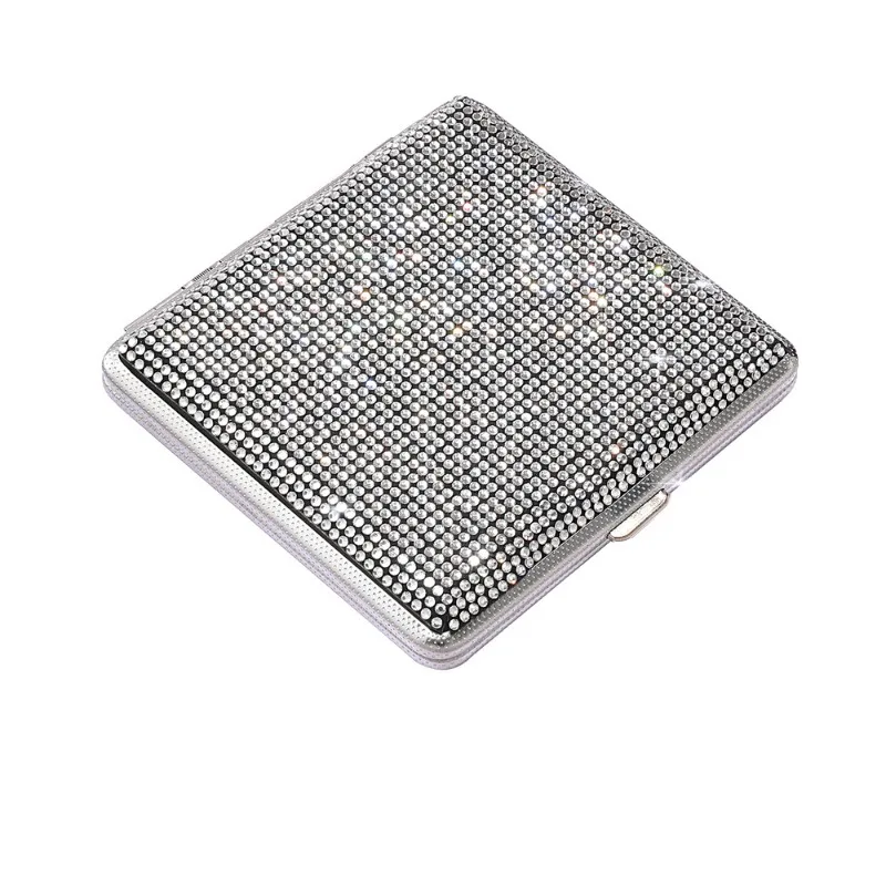 

Shiny Women Portable Rhinestone Diamond Cigarette Case for 14 Cigarettes Bling Tin Slim Organizer Smoking Storage Box Holder