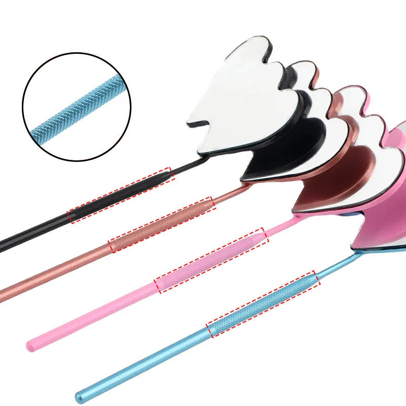 Stainless Steel Double Heart Inspection Mirror Lash Extension Mirror Eyelash Check Mirror Dentist Oral Mirror Lash Makeup Tools
