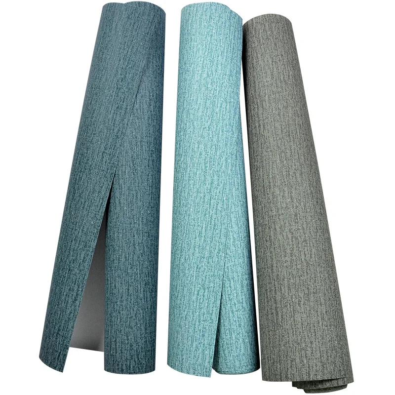 

Non-woven Linen Texture Plain Wallpaper Japanese Living Room Bedroom Background Blue Wallpapers Home Decor