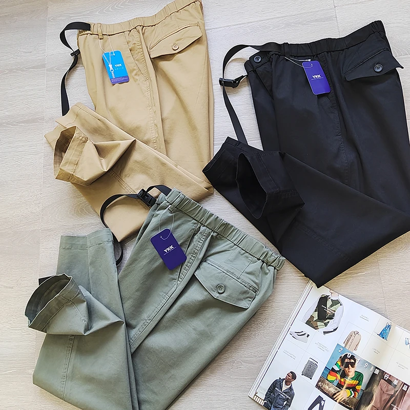 

Высококачественные мужские повседневные брюки с эластичным поясом, рабочая одежда, новые модные городские брюки прямого кроя на весну