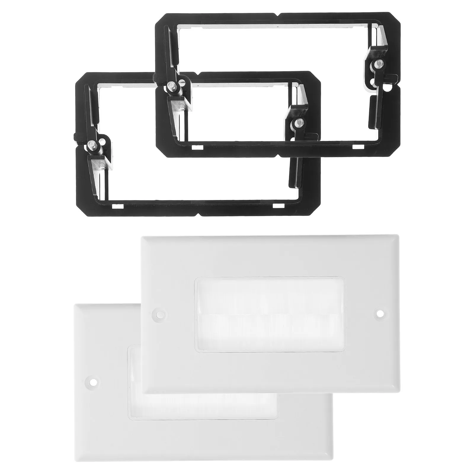 1Set Brush Grommet Panel Cable Outlet Plate for Wall Pass Through Cable Management Clean Professional for Home
