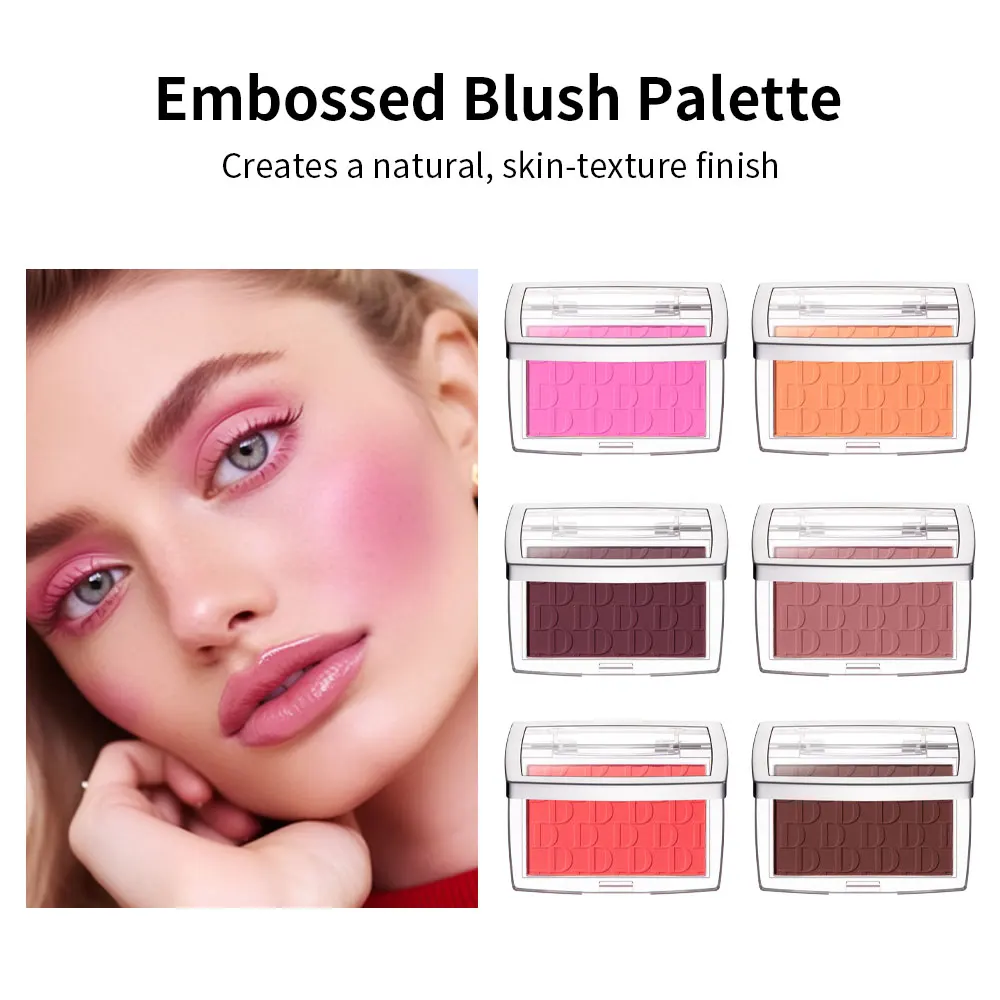 Blush Eyeshadow Makeup Palette Embossed 6 Color Mineral Powder Pink Rouge Lasting Natural Cheek Tint Waterproof Blusher Cosmetic