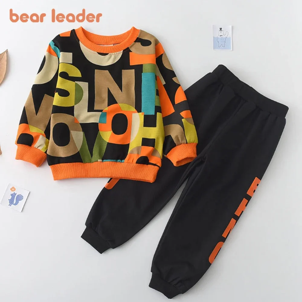 Bear Leader Boys Clothes Children's Clothing Sets 2023 Autumn Long Sleeve Active Suits Letter Print Baby Clothes 2pcs Boy Set