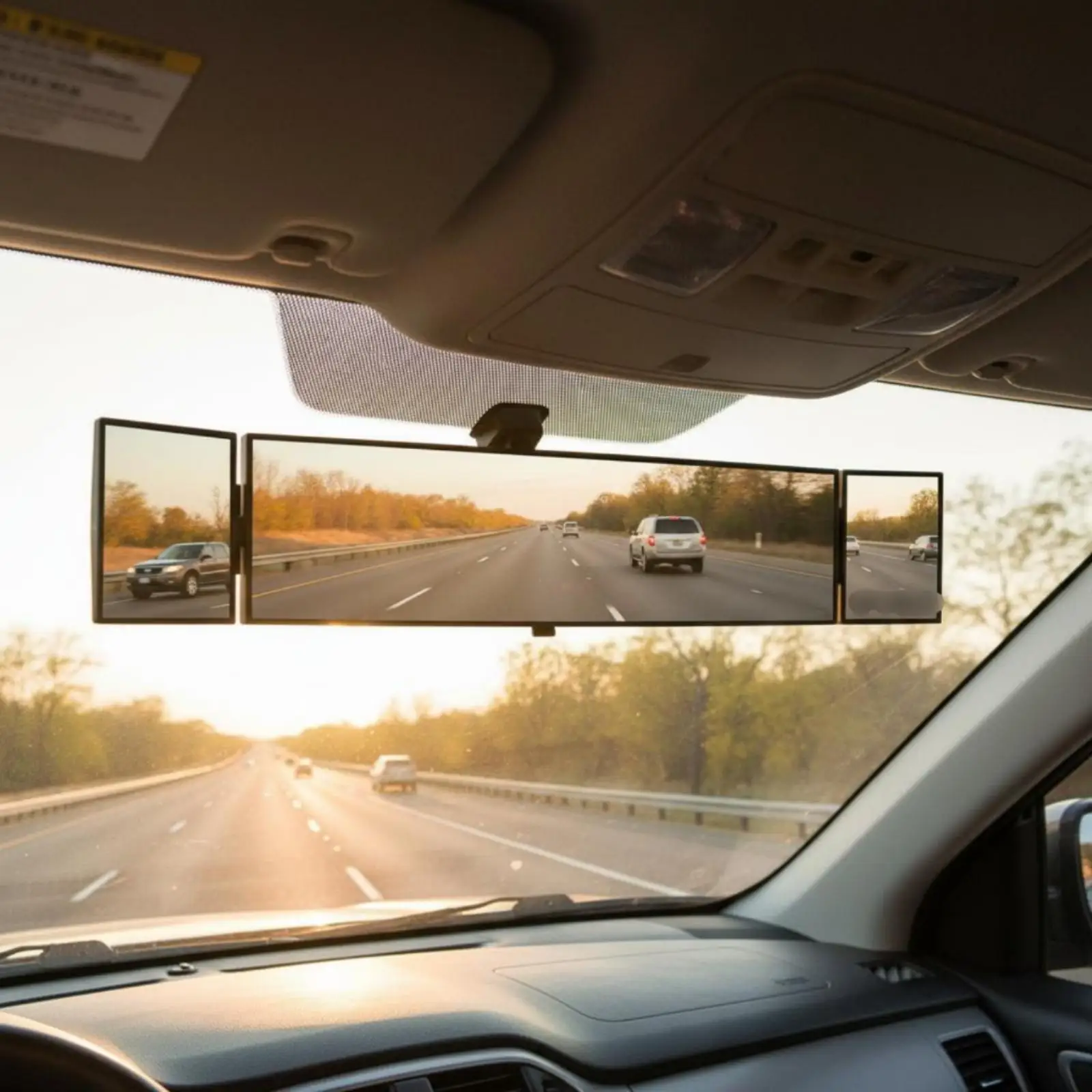 Tri-Fold Rearview Mirror Obstructed Area Reduction Wide-Angle Car Mirror