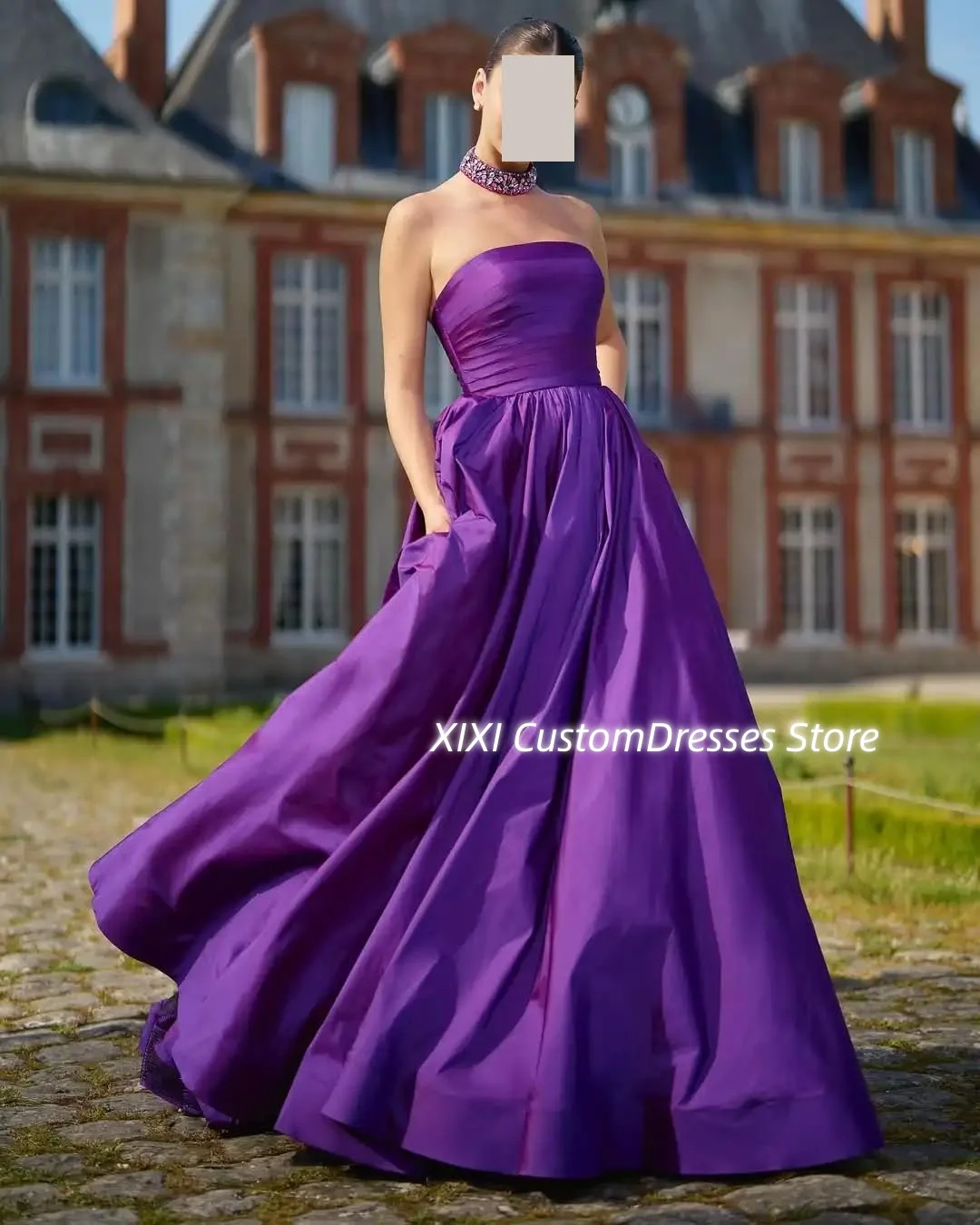Elegant And Beautiful Dresses For Women Customize A-Line Strapless Floor-Length Wedding Party Dress Ruffle Zipper Up Dresses