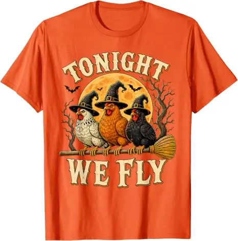 Heute Nacht fliegen wir, lustiges Hühner-T-Shirt, gruselige Saison, Bauernhof, Halloween-T-Shirt, Y2k-Humor, Bauern-Halloween-Partykleidung, grafische Bekleidung, Geschenke – Detail 15