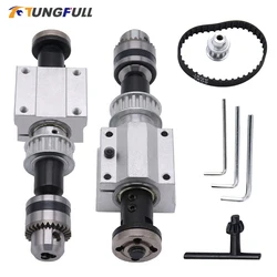 Unpowered Spindle Assembly B12 Drill Chuck Lathe Spindle Assembly Small Lathe Accessories Trimming Belt B10/B12/B16 Drill Chuck