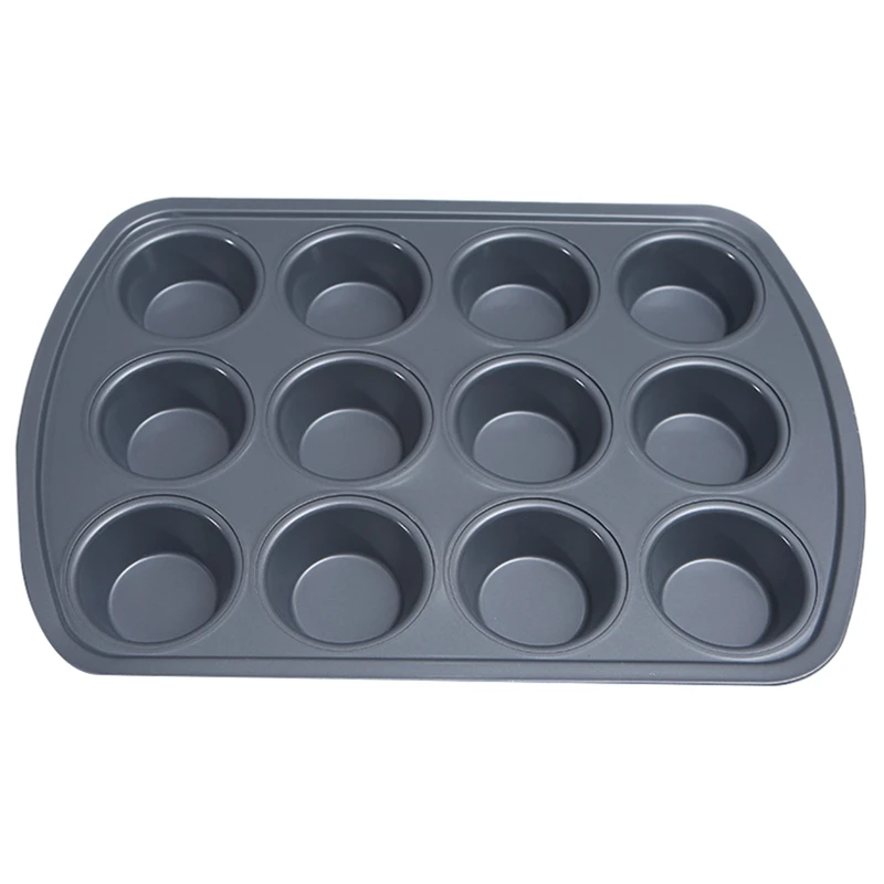 

12 Holes Non-Stick Round Cupcake Mold Pan Muffin Tray Pudding Bakeware Biscuit Pan Easy To Clean