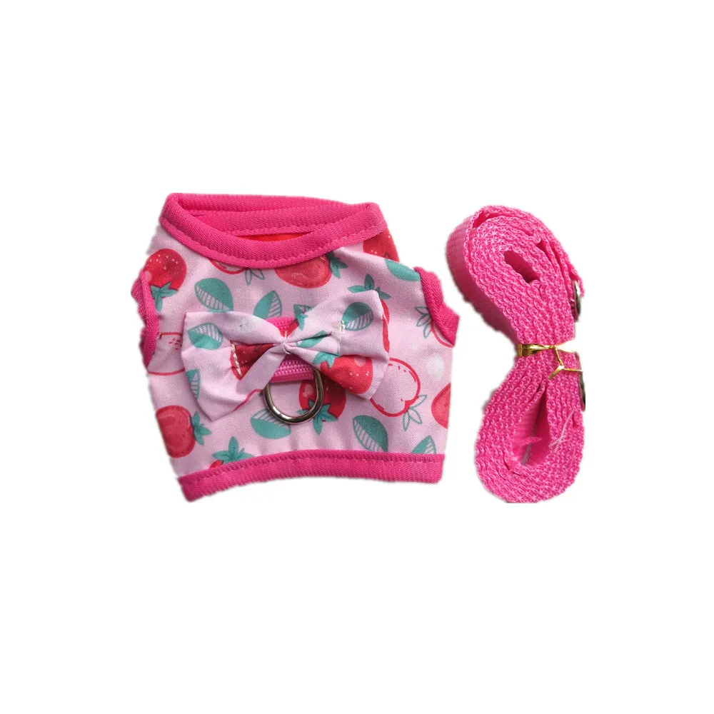 Pet Small Girl Dog Puppy Harness Leash Pink Flower Vest Lead for Teacup Yorkie Chihuahua Maltese Toy Poodle XXXS XXS XS