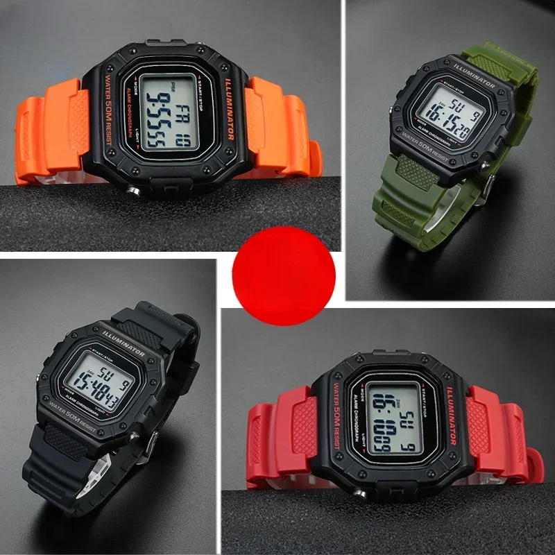 High Quality Rubber Strap Watchband for  Casio Table W-218H/F-108 Ae1200/1000/1300 Resin Silicone Watch Strap 18mm