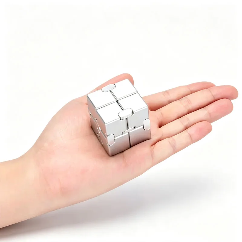 Infinity Cube Fidget Toy (3D Print/Metal Alloy) Smooth Flip Stress Relief Anti-Anxiety Hand Toy for Adults Desktop Decor Gift