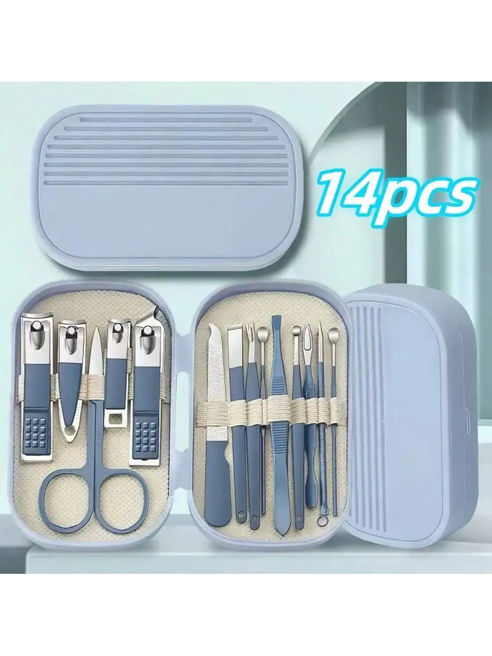 14 Piece Portable Nail Clipper Storage Set, Stainless Steel Nail Care Set, Classic Style For Both Men And Women, Nail And Foot Care Set, Stylish And Durable