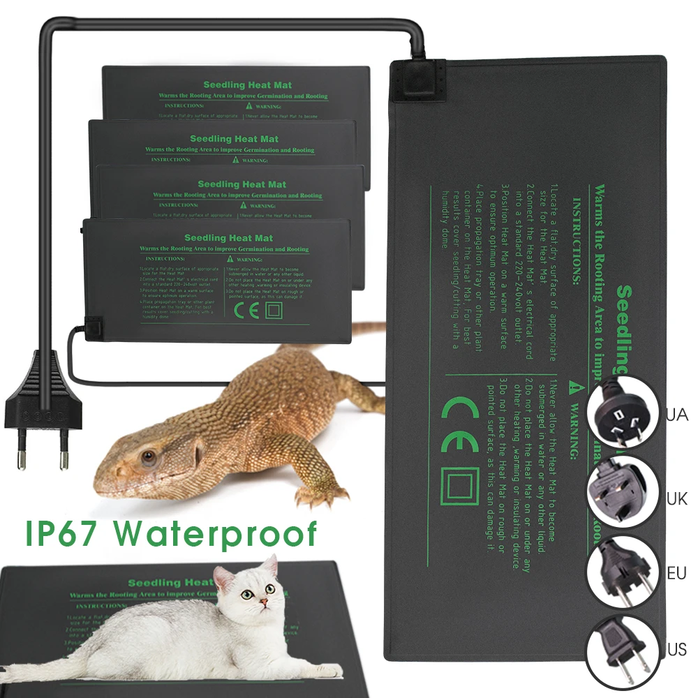 

110/220V Waterproof Plants Growth Heating Pad Constant Temperature Seedling Heating Pads for Indoor Reptile Under Tank Heat Mat