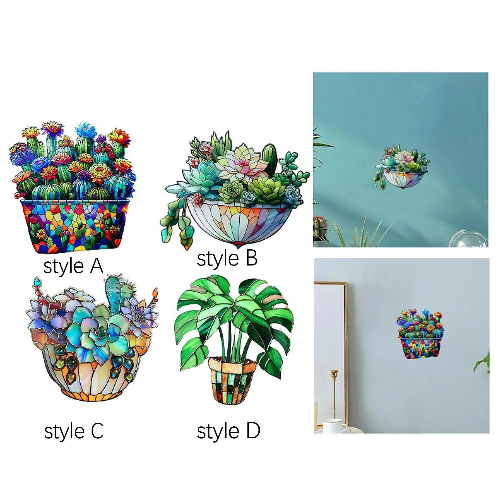 نباتات بوعاء معلقة علامة 2D الاكريليك بونساي الديكور صديق هدية الفن الحرفية #4