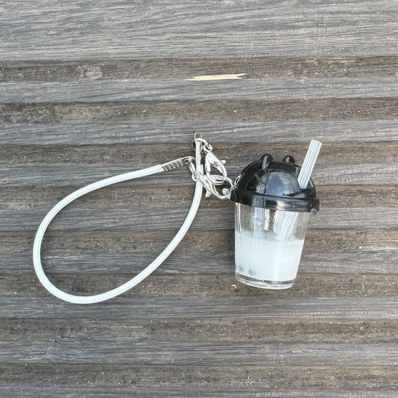 Cute Pearl Milk Tea Bag Charm Keychain Cartoon Simulation Model Coffee Cup Food Pendant Car Keychain Handbag Pendant Gift