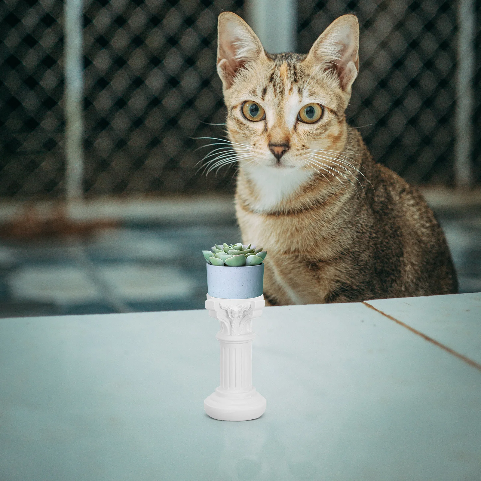 عمود زخرفي صغير من الراتنج على شكل عمود روماني للحفلات والمنزل والشرفة والصور وديكور الطاولة وحامل نبات صغير بوعاء #6