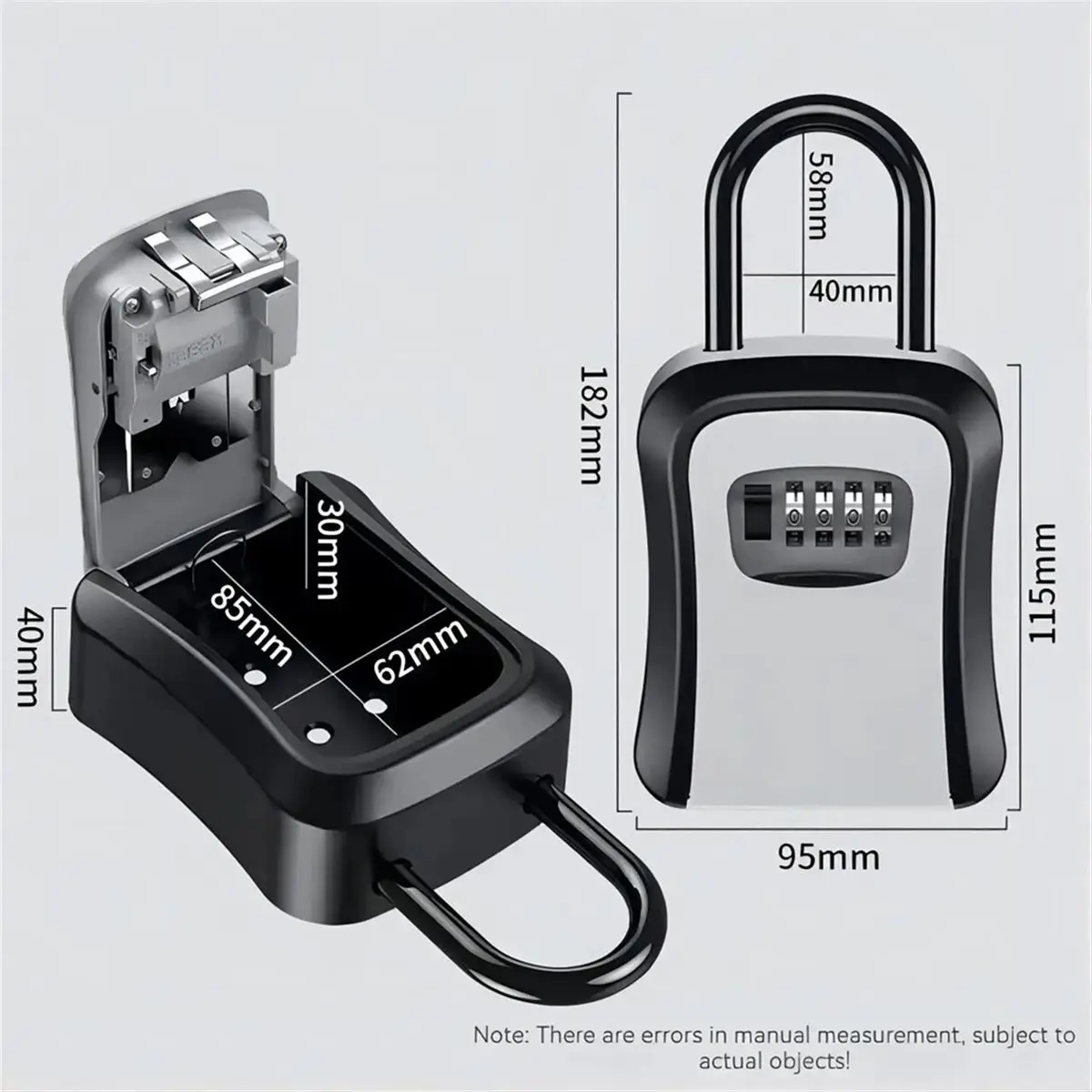 AB09 Wall Mounted Secure Key Safe with Key Lock Box Key Storage with 4-Digit Password Lock House Key Anti Theft Key Hider B