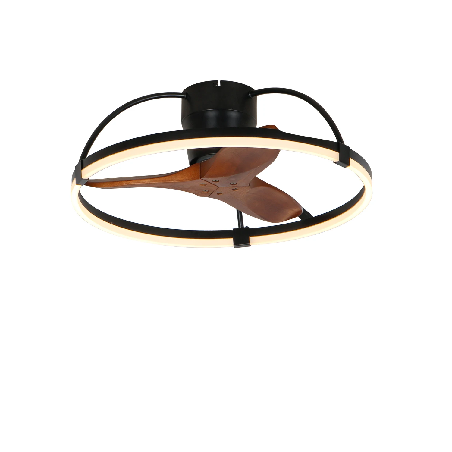 24 Inch Flush Mount Solid Wood Ceiling Fan with Light & Remote, 3000K-6000K Dimmable LED Low Profile Fandelier, 6-Speed Reversible DC Motor, for Bedroom, Kitchen, Living Room