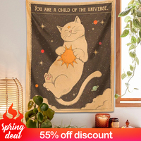 Sun moon Tarot Cat Tapestry  Wall Hanging Witchcraft you are a child of the universe Bohemia Home Decor Hippie Bedroom Decor