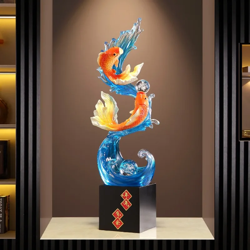 Wind And Water Rise Every Year,There Are Fish,Art Sculptures,Decoration,Resin Luxury Living Room,Entrance Decorations,Gift