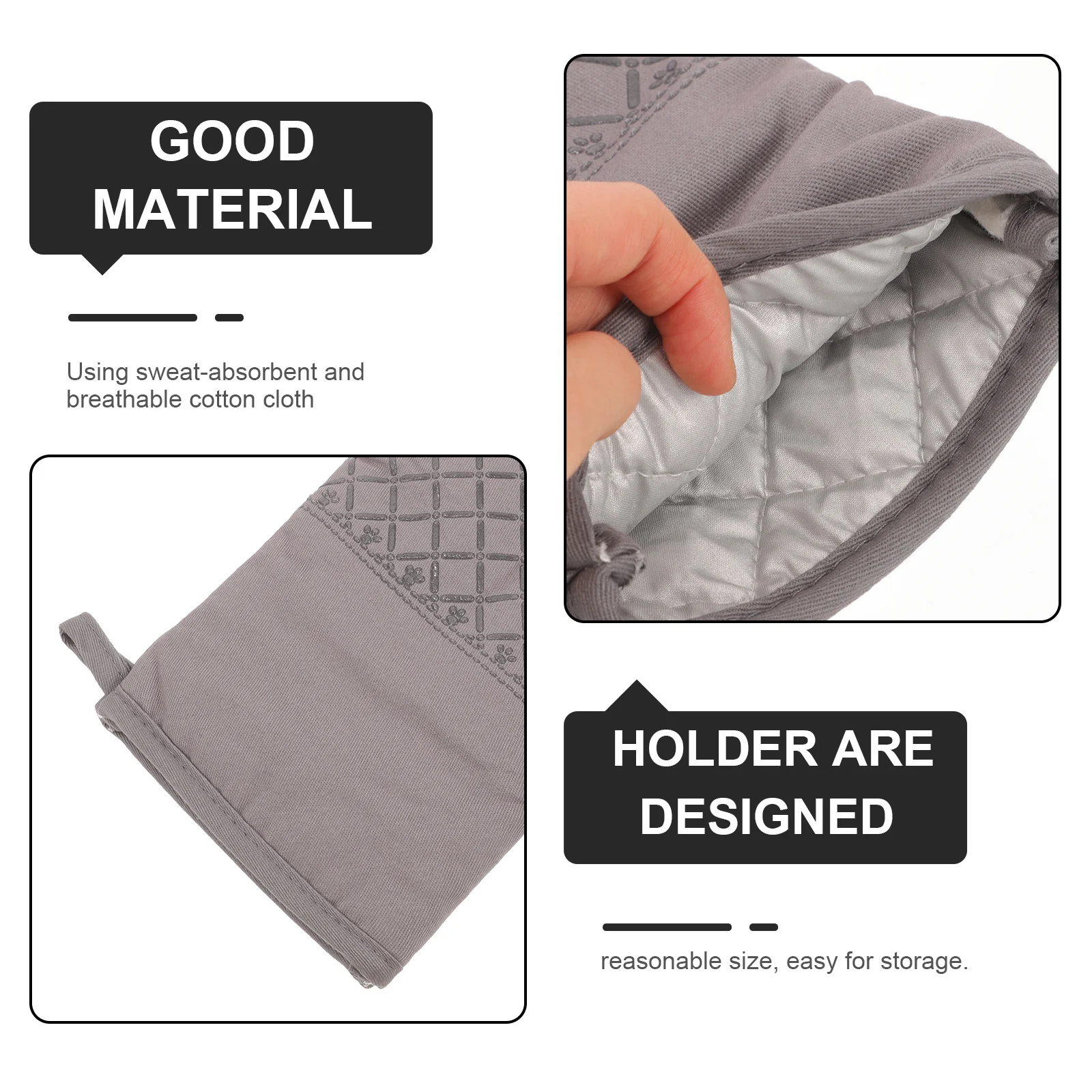 

1 Set Silicone Oven Mittens Pot Holder Heat Resistant Anti-Scalding Gloves Cotton Liner Kitchen Cooking Baking Microwave Use