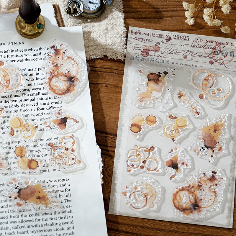 Coffee Stains Post Mark Clear Stamps Junk Journal Deco Scrapbooking Transparent Stamping Craft Supplies Card Making Material