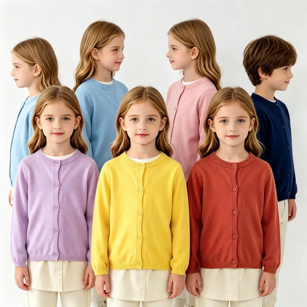 Toddler Girl Cardigan Candy Colors Button Up Sweaters Kids Knitted Soft Casual School Wear Outwear Boys Cardigans Kids Clothes