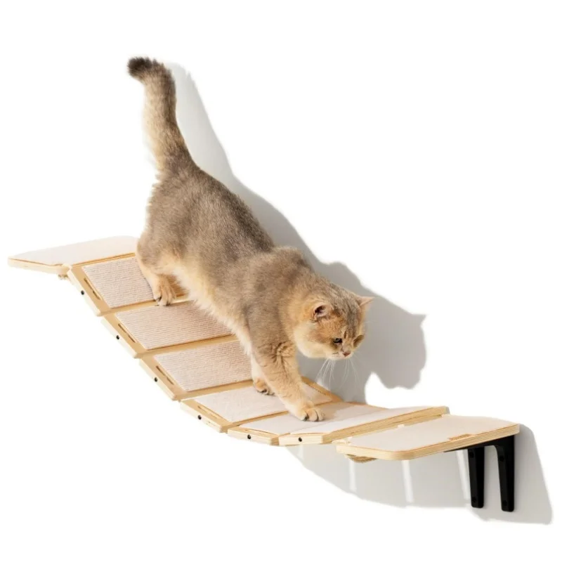 Mewoofun Cat Bridge Cat Climbing Shelves 12.9 Inch Wooden Cat Stairs Cat Wall Furniture for Jumping Climbing For Wall Mounted