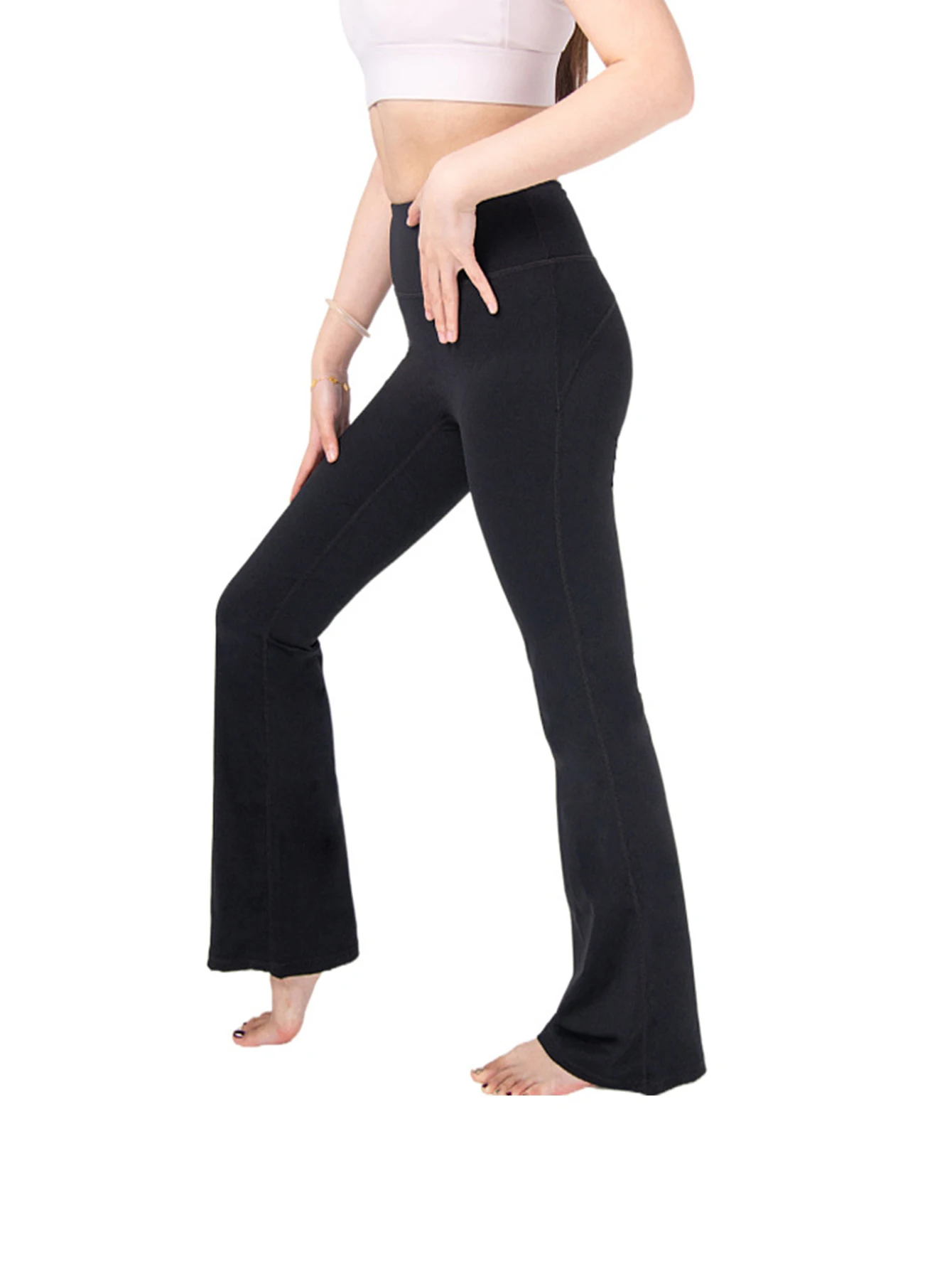 Flare Leggings, Crossover Yoga Pants with Tummy Control, High-Waisted and Wide Leg