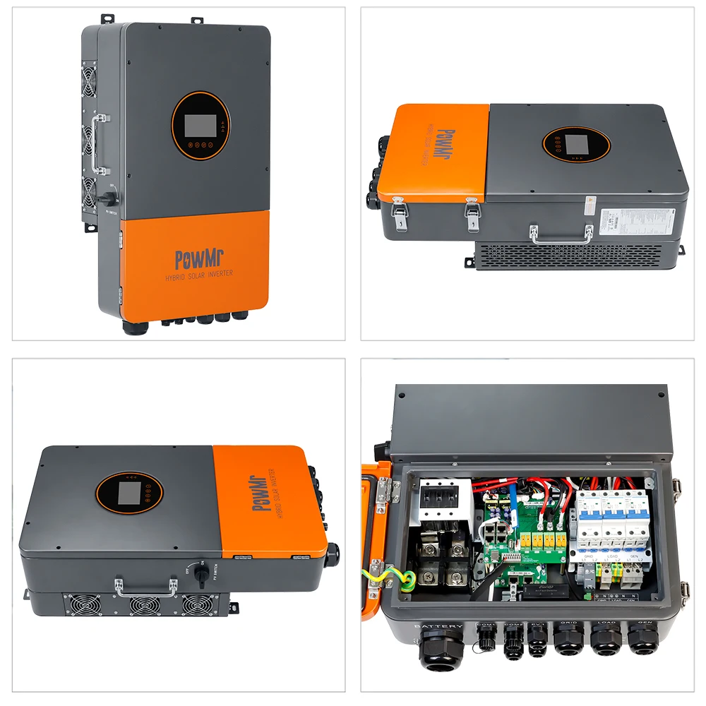 PowMr US 12KW 48V سبليت المرحلة العاكس للطاقة الشمسية 120Vac/208Vac/240Vac الناتج بناء في وحدة تحكم MPPT 200A ومدخل WI-FI Max PV 550Vdc
