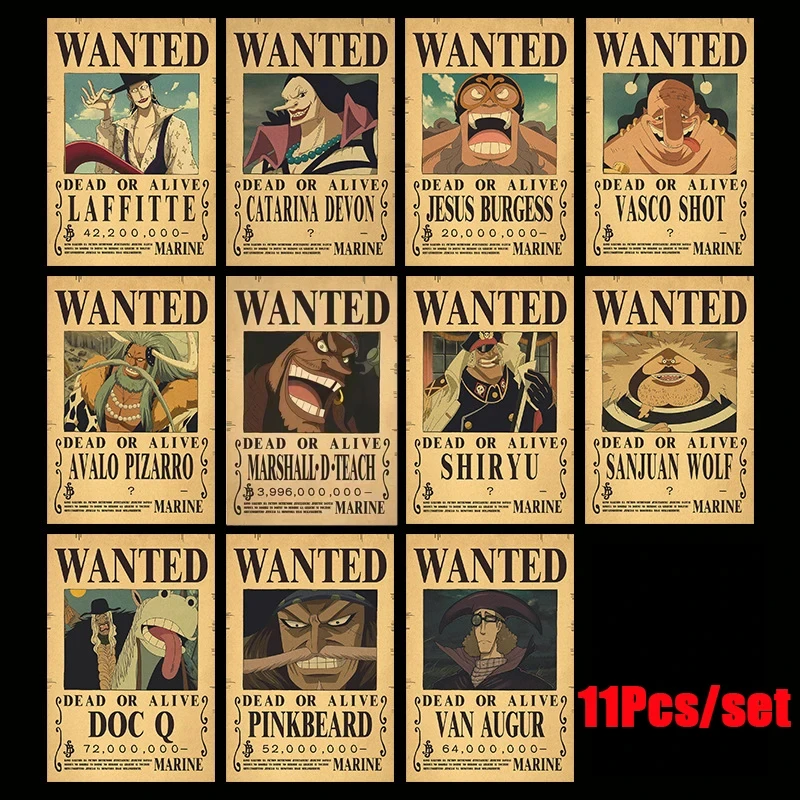 Anime One Piece Wanted Posters Set Cartoons Luffy Zoro Shanks New