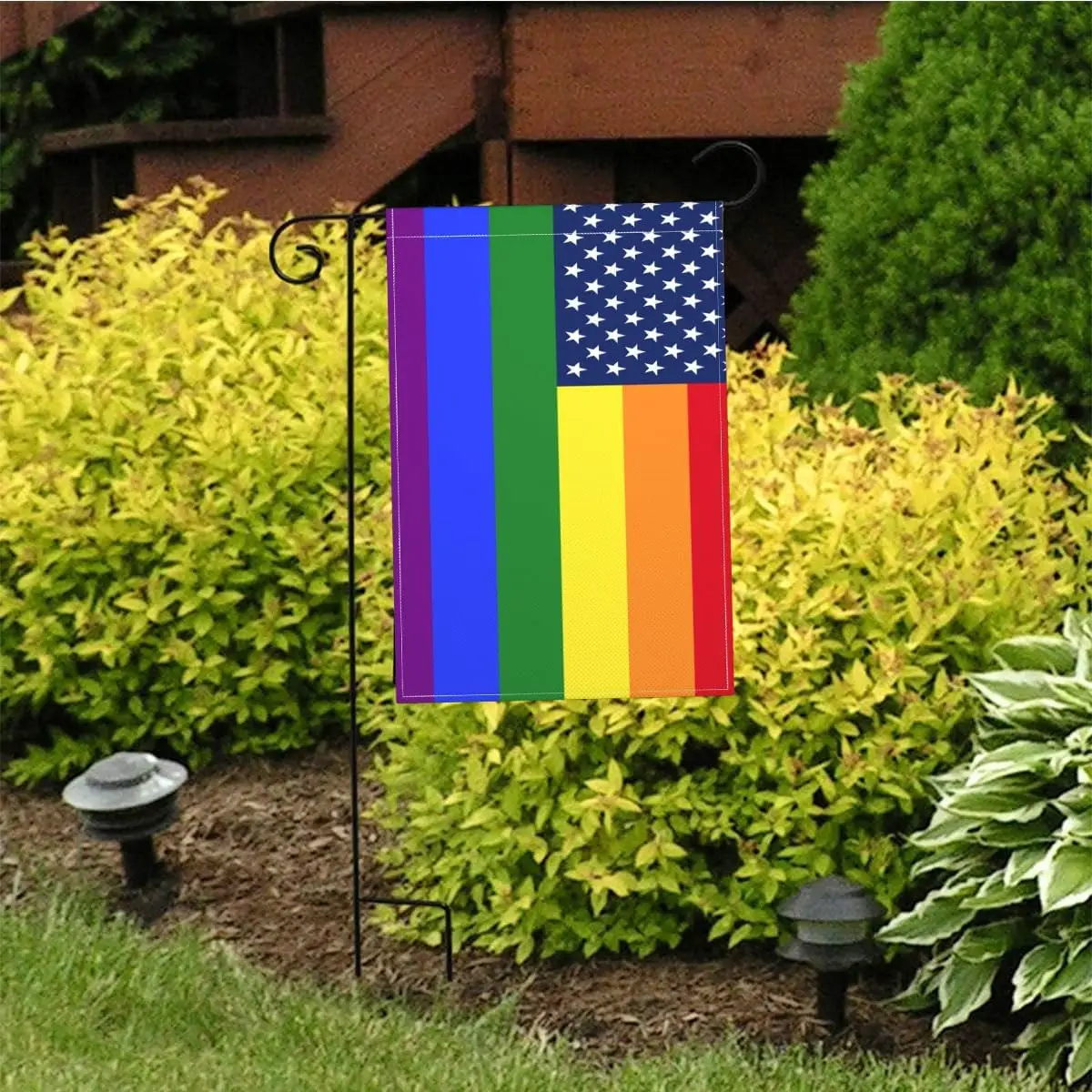 Mugod LGBT Garden Flag Rainbow Pride Flag 12.5x18 Inch Vertical Double Sided LGBT Month American Holiday Outdoor Decor Yard  hhz