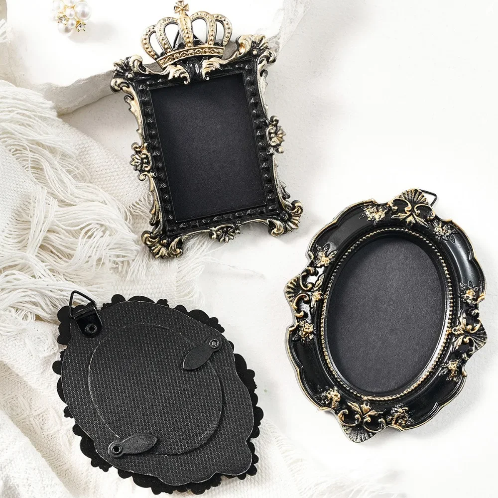 Hanging Mini Photo Frames Resin Photographic Props Memory Display Frames Baroque Ornate Black Gold Vintage Picture Frame
