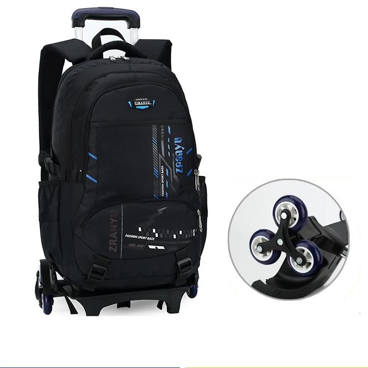 ZIRANYU kids School Rolling backpack Trolley bag  for teenagers Student school bag on wheels boy Wheeled backpack bag for school