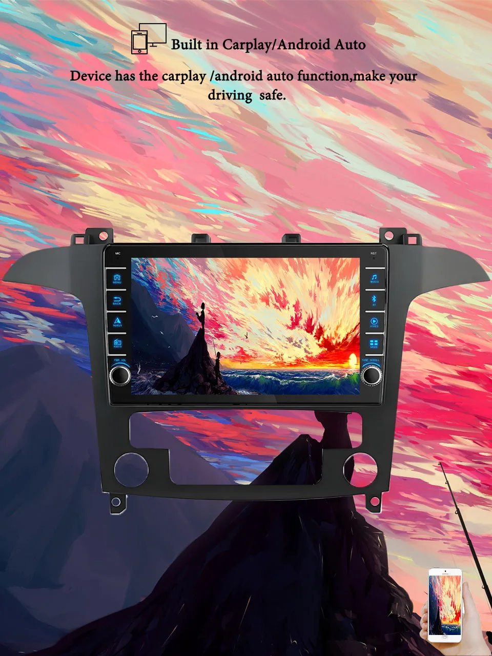 8G+128G Android14 For Ford S-MAX S MAX 2006 - 2015 Car Radio Audio Multimedia Stereo PC Tablet GPS Monitor 2Din DVD Carplay Auto