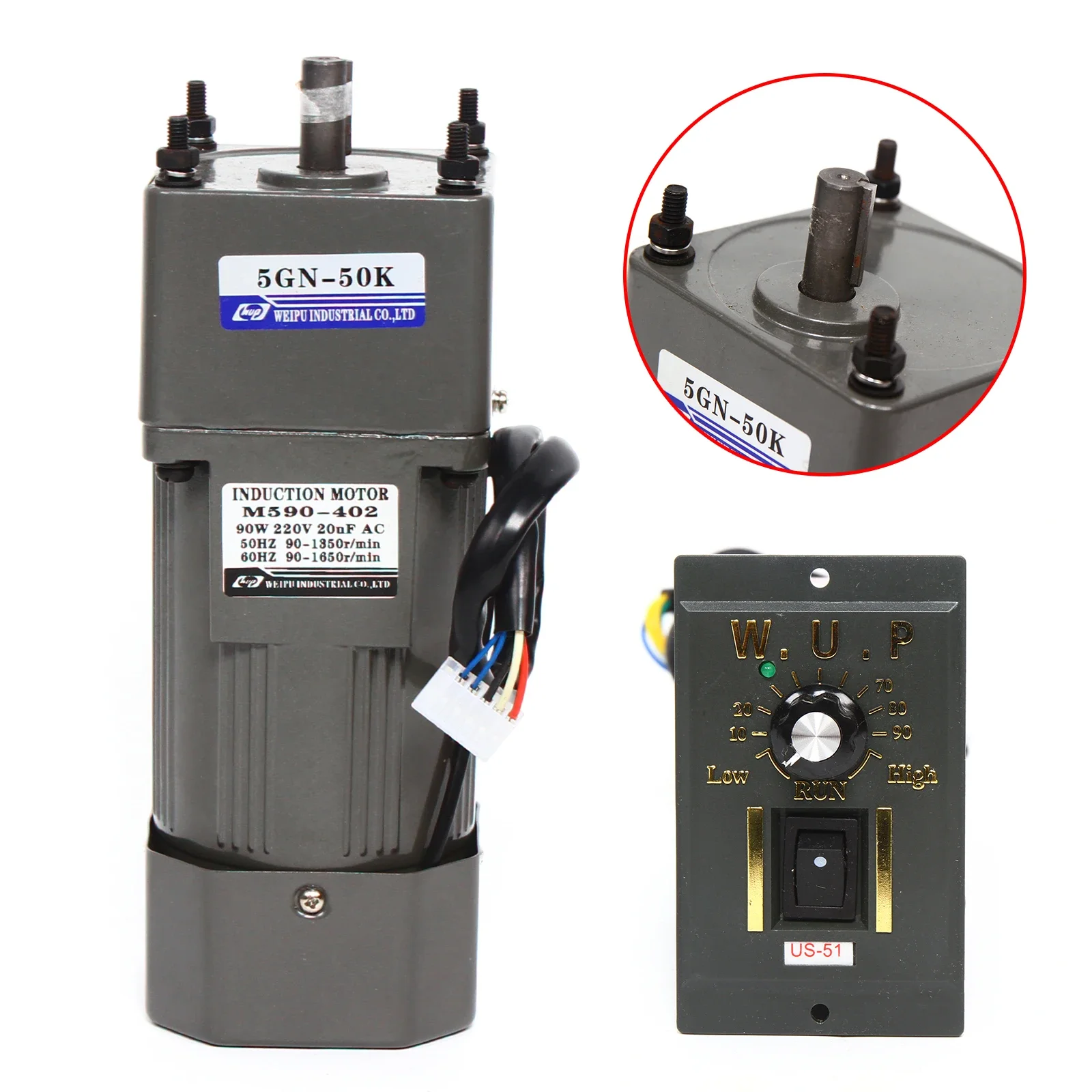 Motor mit variabler Drehzahl, 90W, 50K, AC-Getriebemotor, 21Nm Drehmoment, mit Drehzahlregler, Vorwärts/Rückwärts, kompakt, langlebig, 220V, für Industrieausrüstung – Detail 4