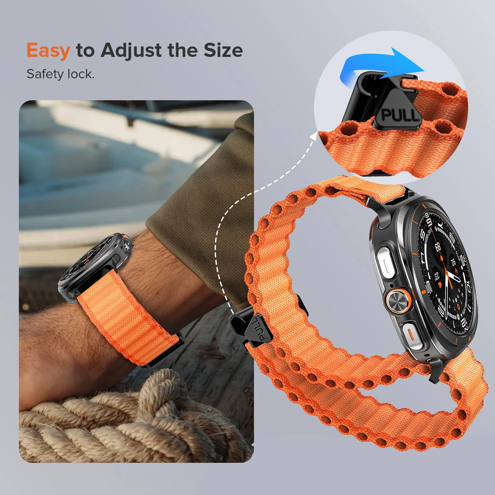 Sport Trail Band For Samsung Galaxy Watch 7 Ultra Strap 47mm accessories Nylon ocean belt bracelet Galaxy watch Ultra band 47 mm image 5