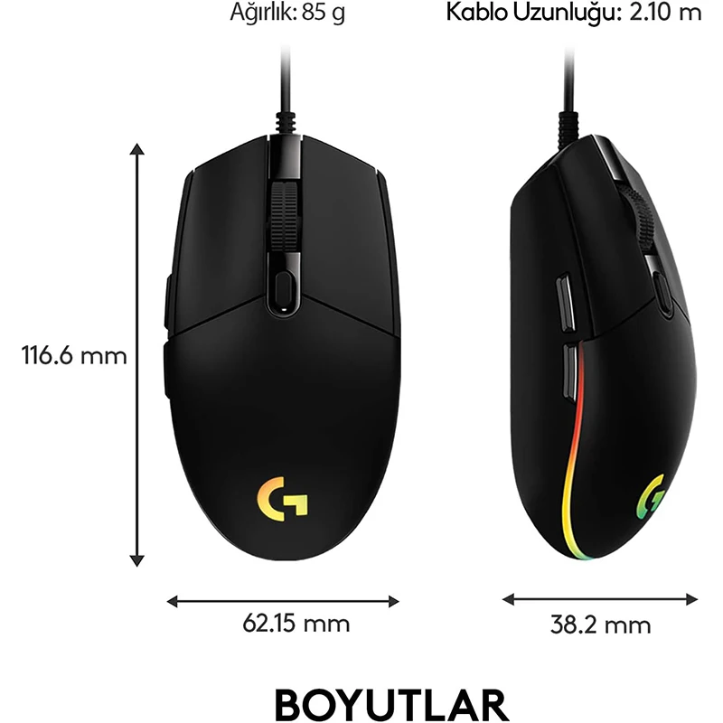 ماوس الألعاب Logitech G203 G102 Lightsync RGB الأصلي، 8000 نقطة في البوصة، 6 أزرار، خفيف للغاية 85 جرام لألعاب الكمبيوتر الشخصي