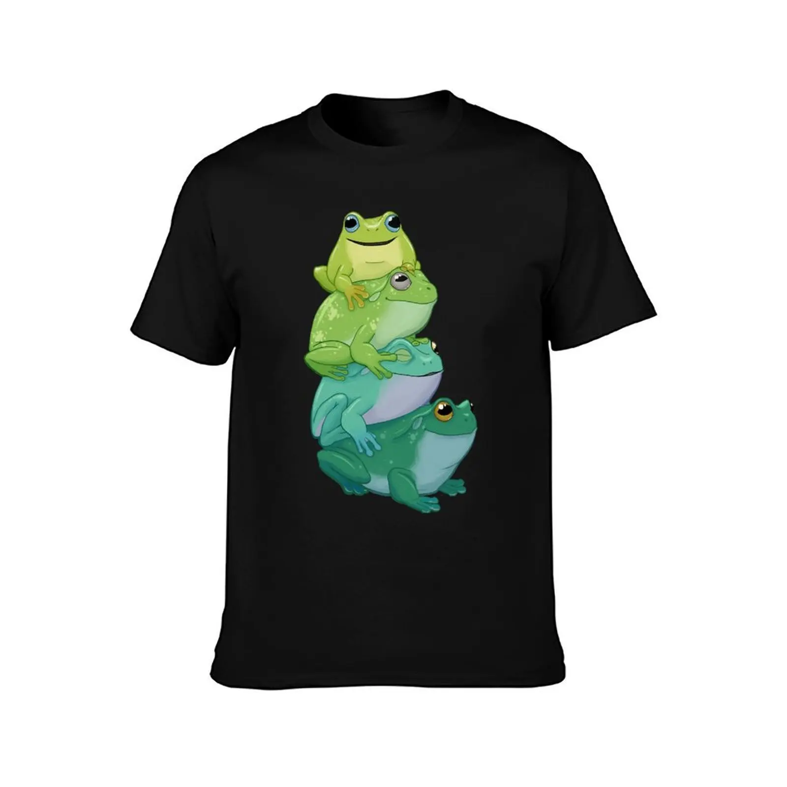Men Women Sticky Frog Stack Cute Graphic Gift T-Shirt Plus Size Simple Casual Top T-Shirt