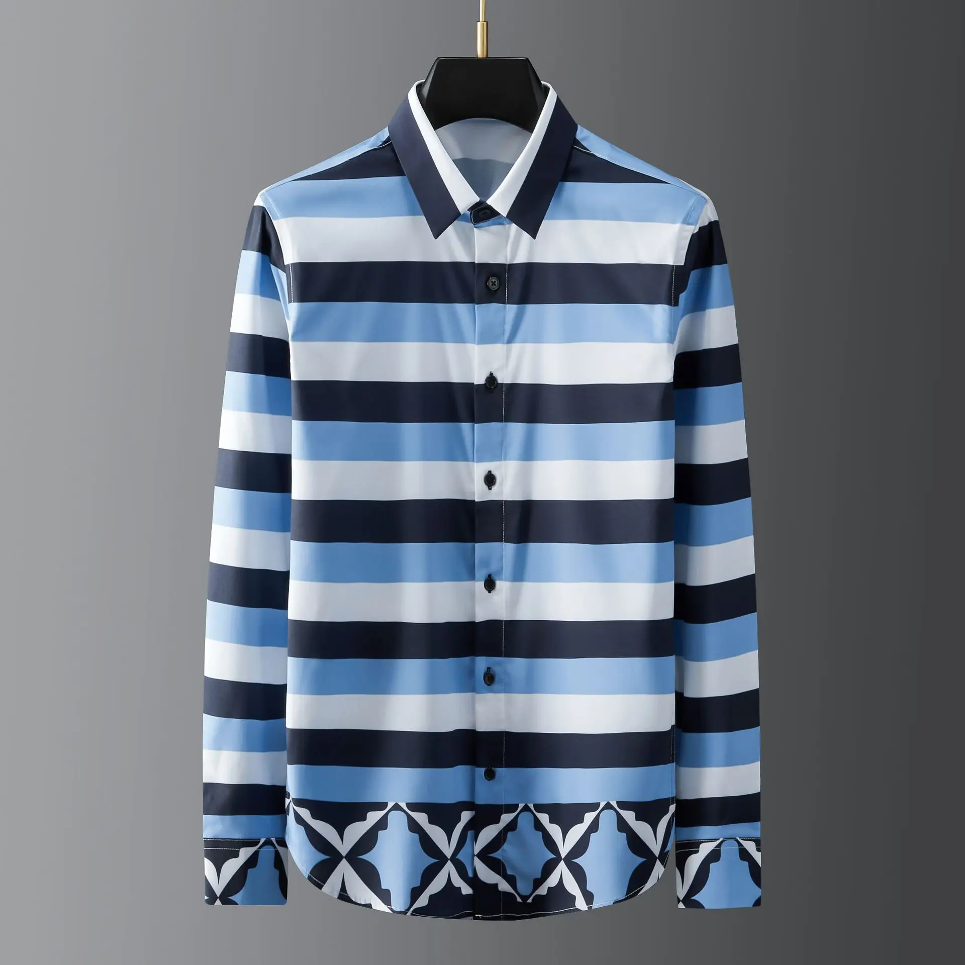 

2025 брендовая винтажная рубашка с длинными рукавами и принтом для мужчин, высококачественная повседневная социальная рубашка, универсальная уличная одежда Camisa Masculina