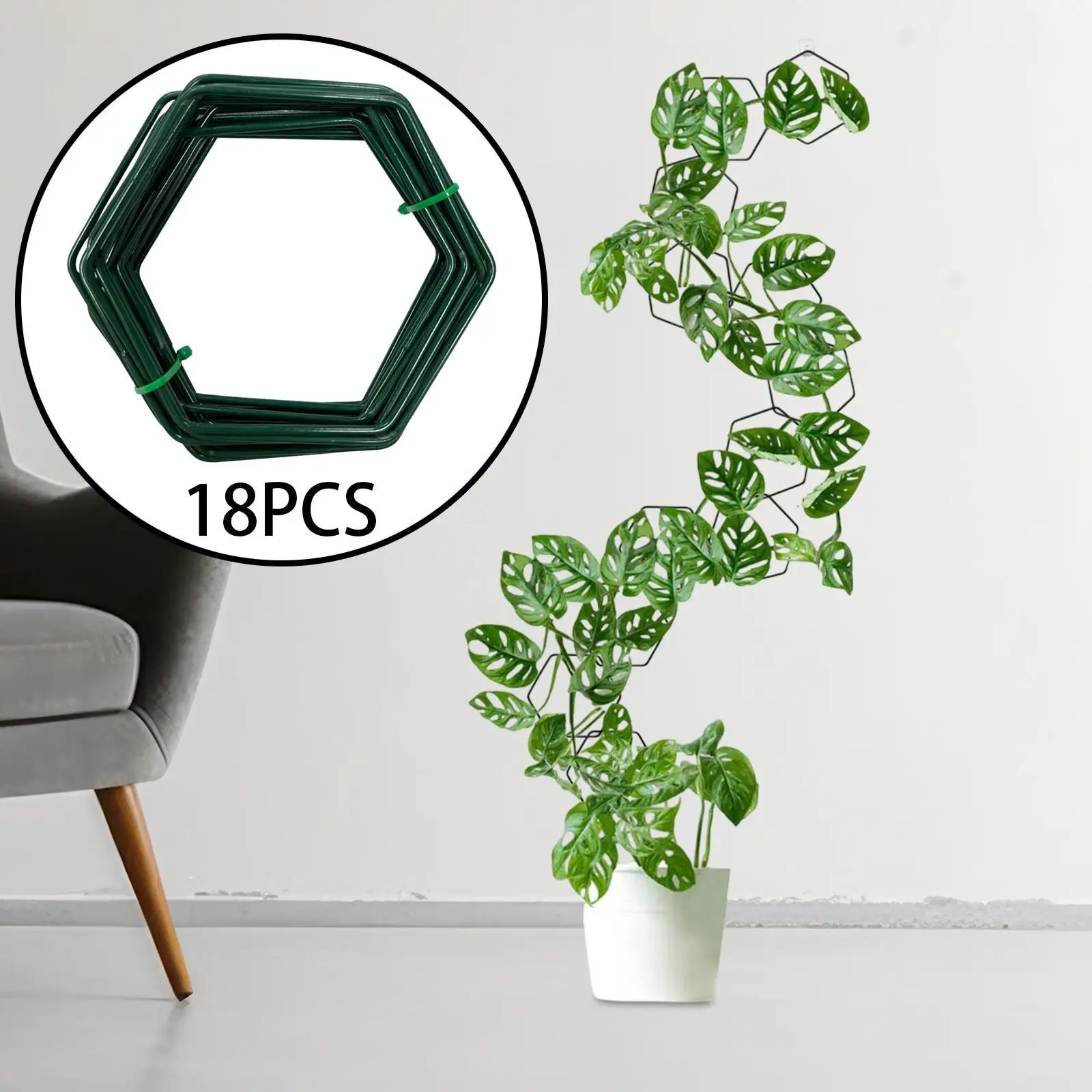 Hexagon Iron Plant Trellis for Climbing Plants Indoor Garden Decor Flower Box Support for Home and Outdoor
