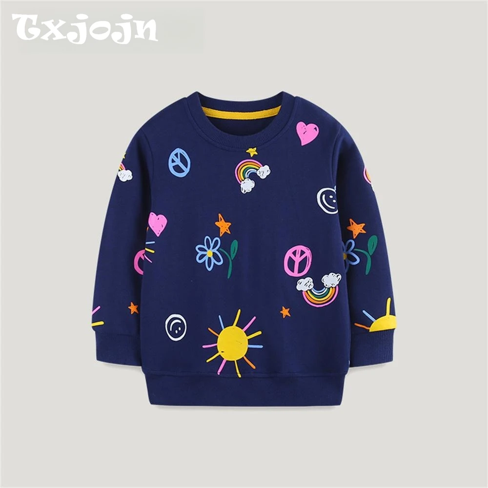 

Hot Sale Cartoon Print Hoodie For Kids,Children's Fashionable Pullover Holiday Trip Outfit,Daily Cotton Pullover For Sports